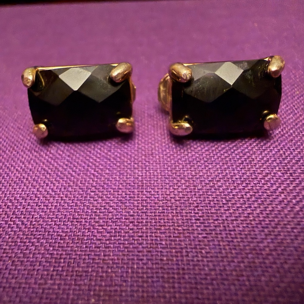 Black Clip on Earrings with Gold Accents